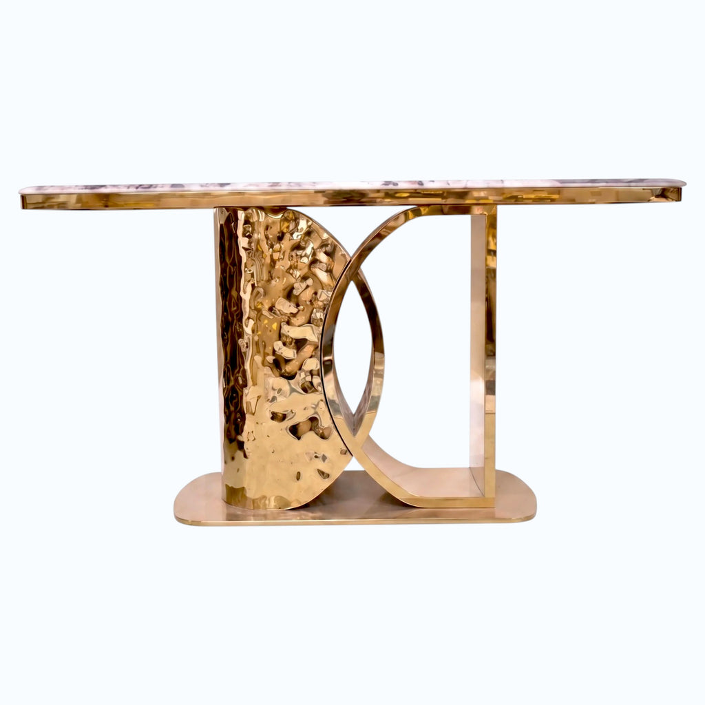 Sintered Stone Console Table Polished Gold Base