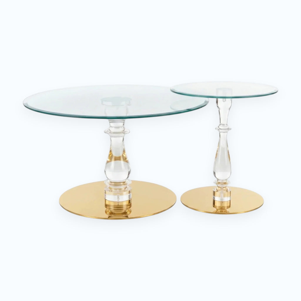 Acrylic Nesting Coffee Tables Gold Base