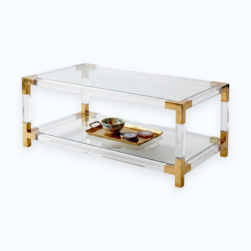 Acrylic Coffee Table Gold Accents Minimalist