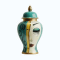 Art Deco Ceramic Ginger Jar Vase with Gold Accents
