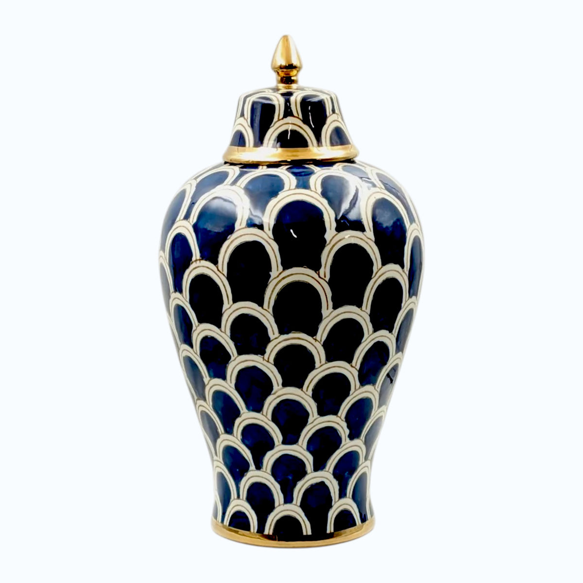 Ceramic Ginger Jar Gold Accents 38cm