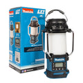 Makita 18V LXT Lantern Radio DMR055 with packaging, showing dual light and radio features