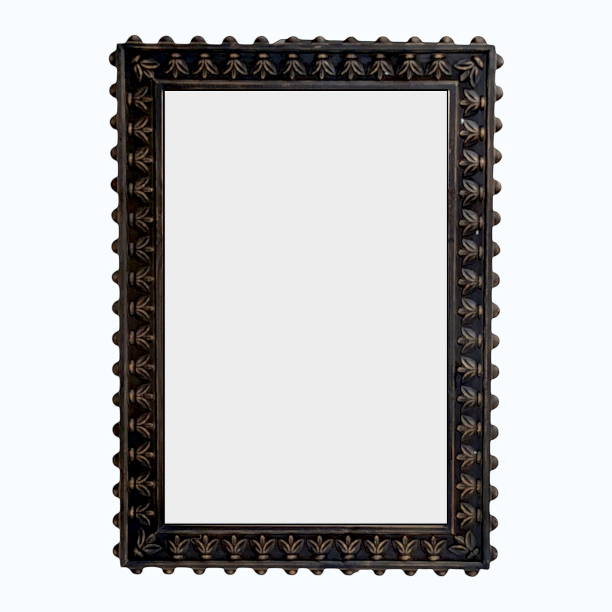 Wooden decorative wall mirror with carved motif 110x60cm