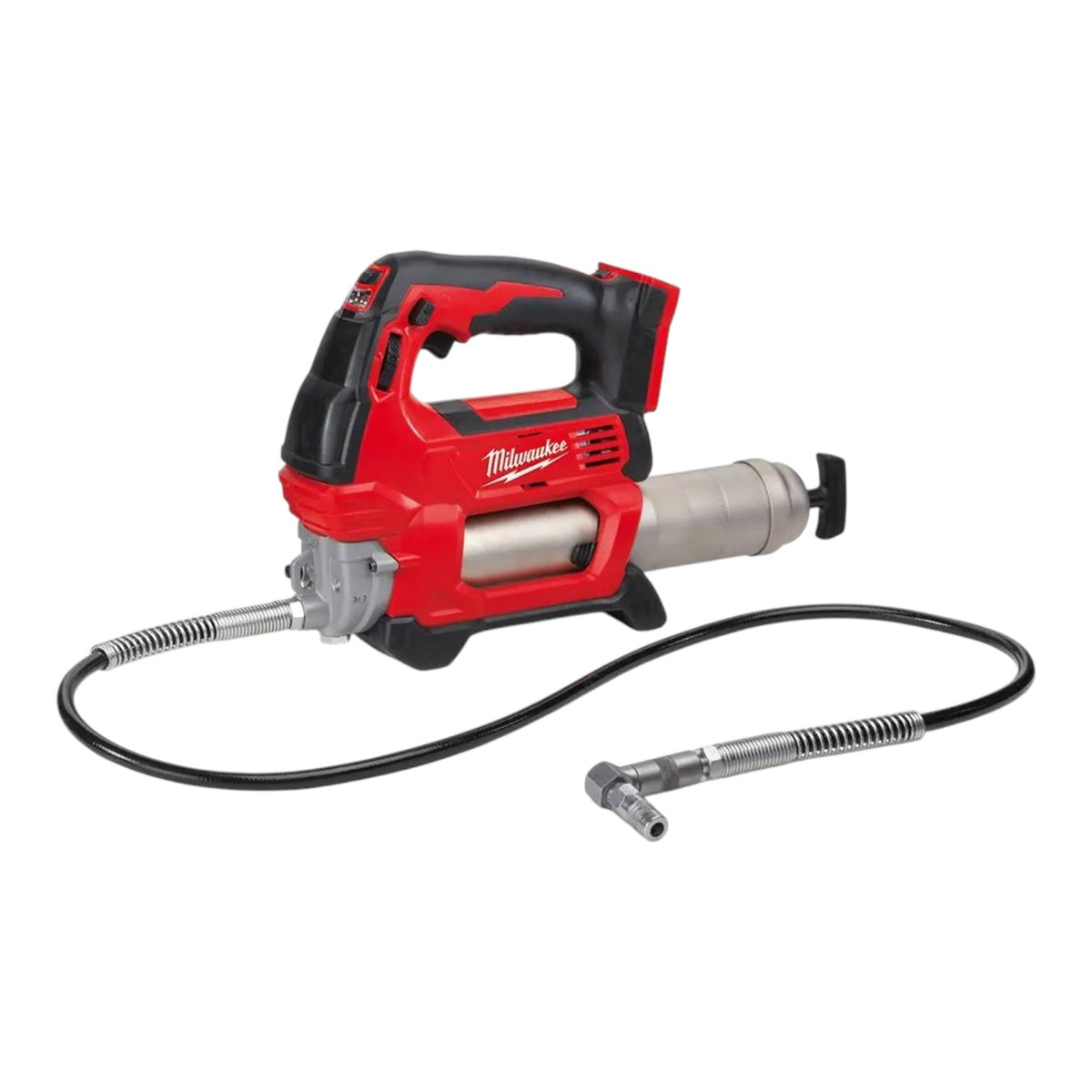 Milwaukee 18V Cordless Grease Gun M18GG-0 with flexible hose and ergonomic handle