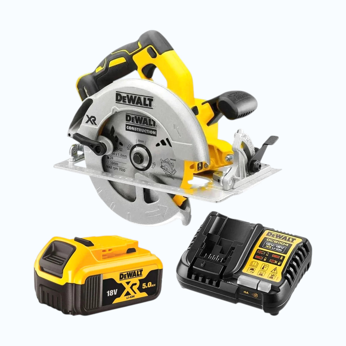DeWalt 18V circular saw kit with battery and charger