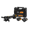 DeWalt x McLaren Angle Grinder Kit 18V XR including grinder, batteries, and case for cordless cutting and grinding tasks.