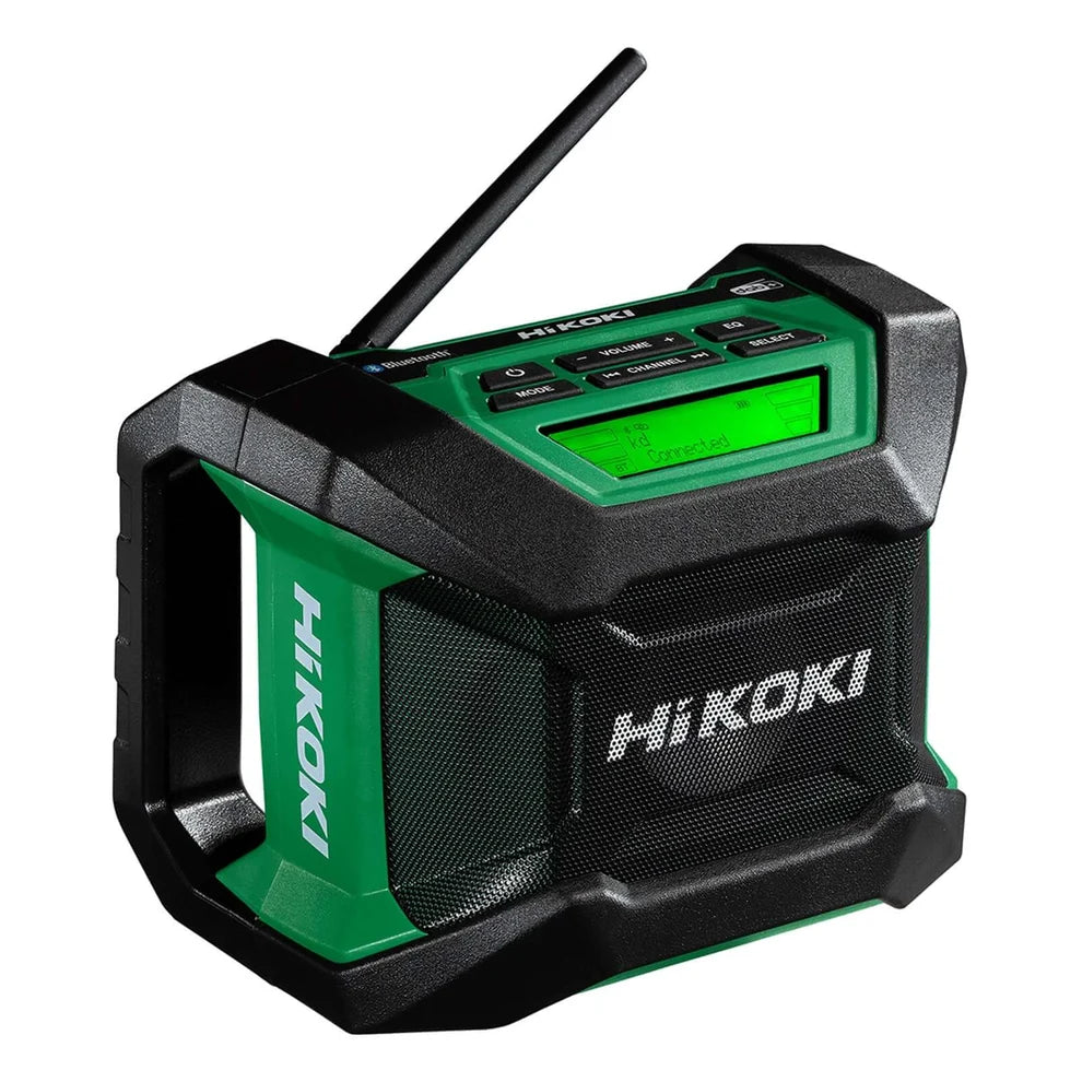 HiKOKI 18V/36V Bluetooth jobsite radio UR18DA(H4Z) black and green skin only with digital display and handle