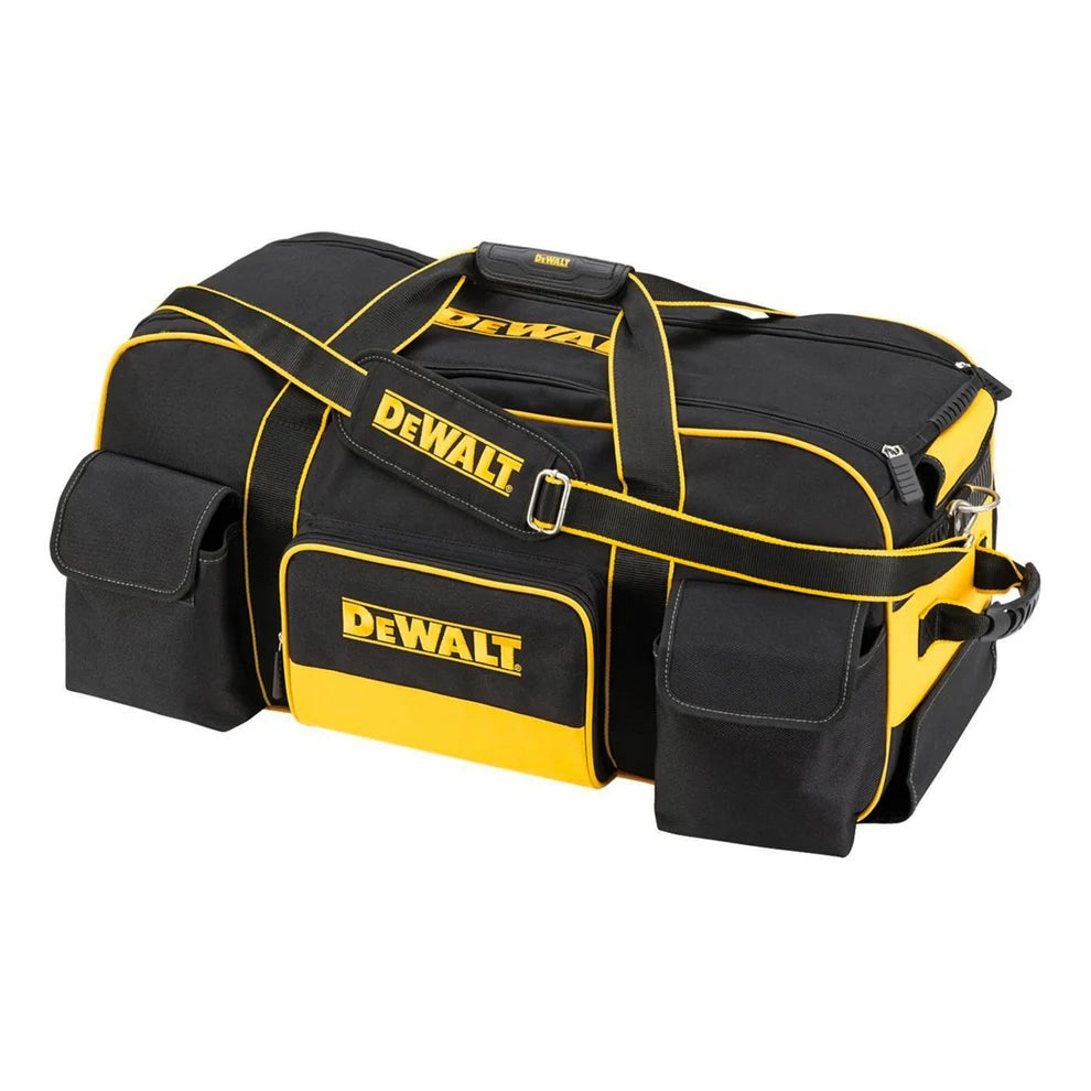 DeWALT tool bag with front brand logo and multiple pockets