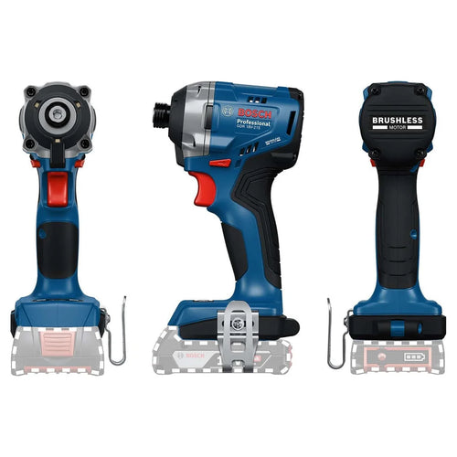 Bosch 18V Brushless Impact Driver GDR 18V-215 front, side, and rear views