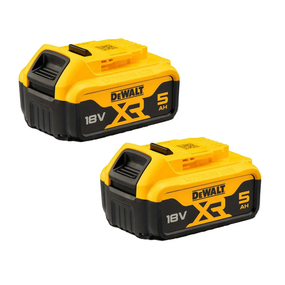Two DeWalt 18V 5.0Ah XR Lithium-Ion batteries